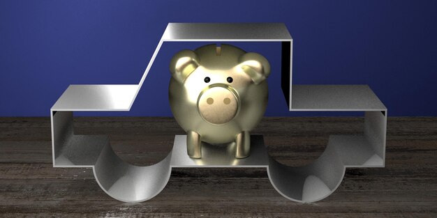 A hand placing money into a piggy bank, with a background showing a graph trending upwards, symbolizing savings growth. The scene should convey the concept of steadily building an emergency fund.