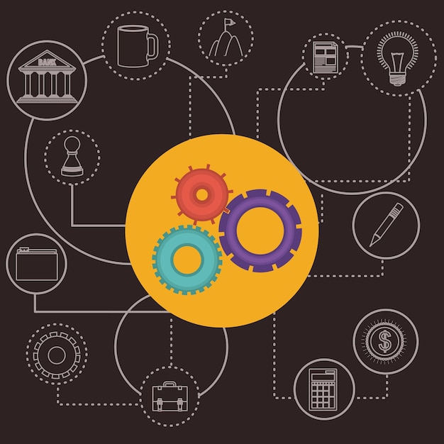 A visually appealing graphic representing different types of tax-advantaged accounts as interconnected gears, illustrating how they work together to optimize financial growth. Each gear is labeled with the name of a specific account, such as 401(k), IRA, and HSA.