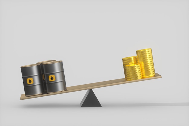 A seesaw with a pile of coins on one side and a stock chart with a downward trend on the other, illustrating the balance between potential gains and risks in ESPPs.