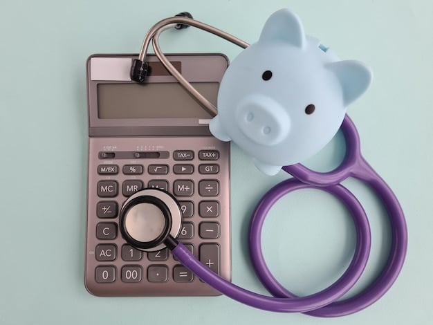 A close-up of a hand inserting money into a piggy bank labeled 
