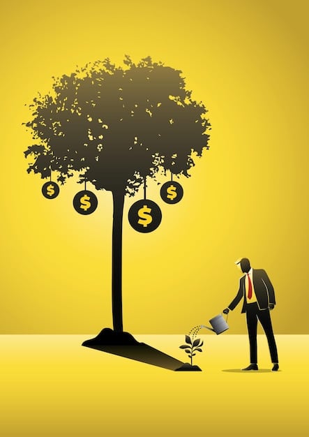 A graphic depicting a growing money tree, symbolizing the compounding growth of 401(k) investments over time.