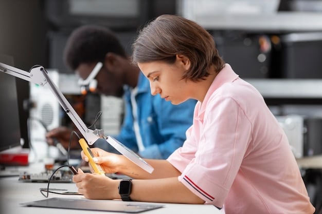 A close-up shot of a student working on a performance-based assessment, possibly involving a science experiment or a creative writing task. The student appears engaged and focused.