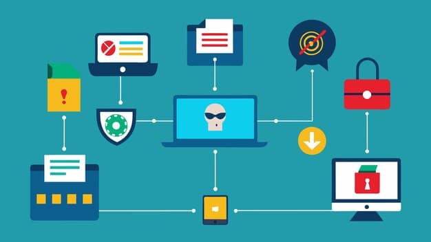 A graphic illustrating different types of cyber threats targeting schools, such as phishing, ransomware, and data breaches.